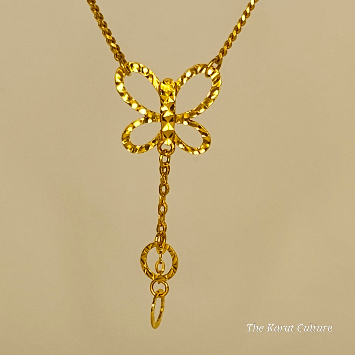 22K Solid Gold Butterfly Necklace