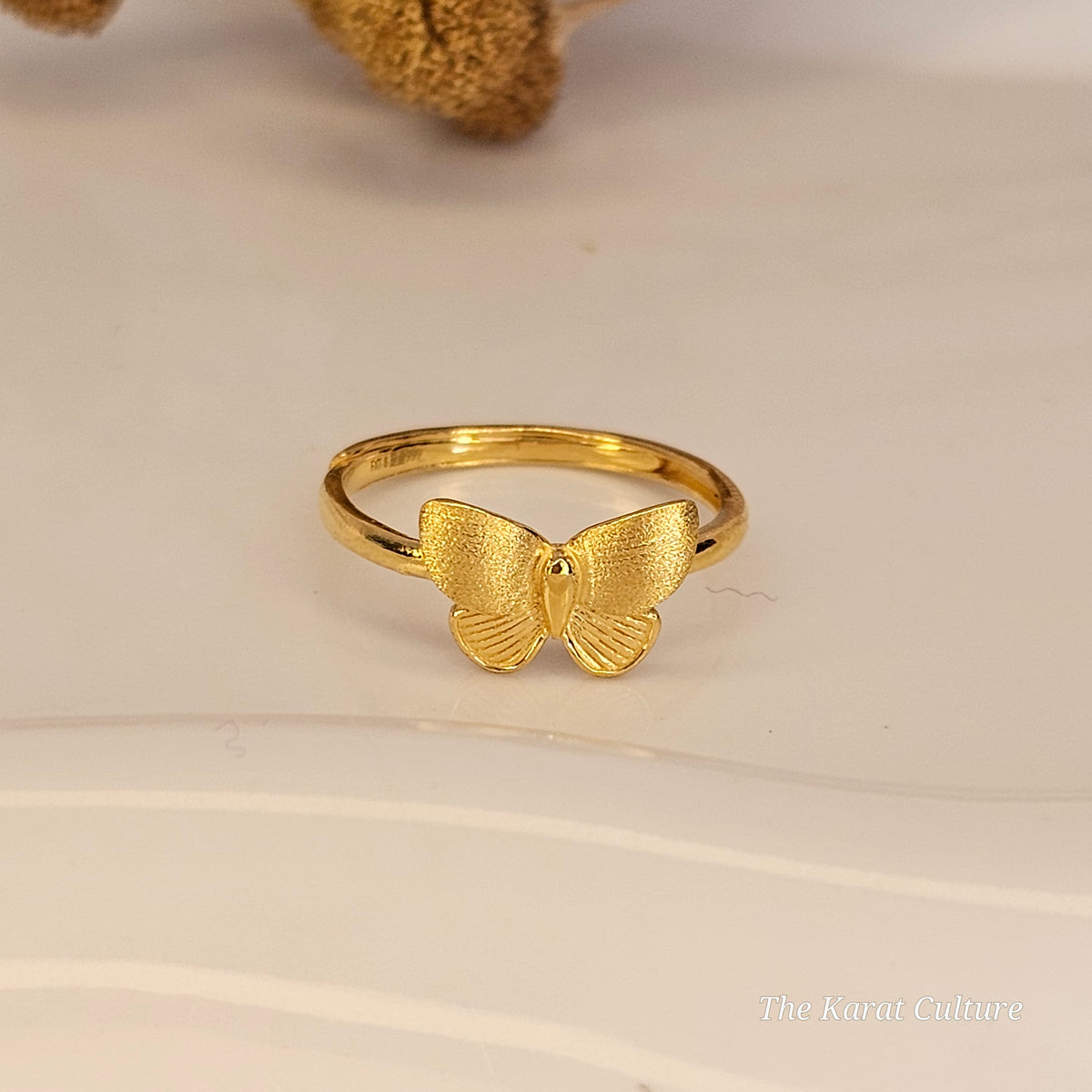 24K Solid Gold Butterfly Ring