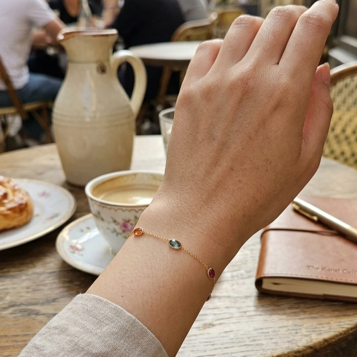 18K Solid Gold Multi-coloured Natural Sapphire Bracelet