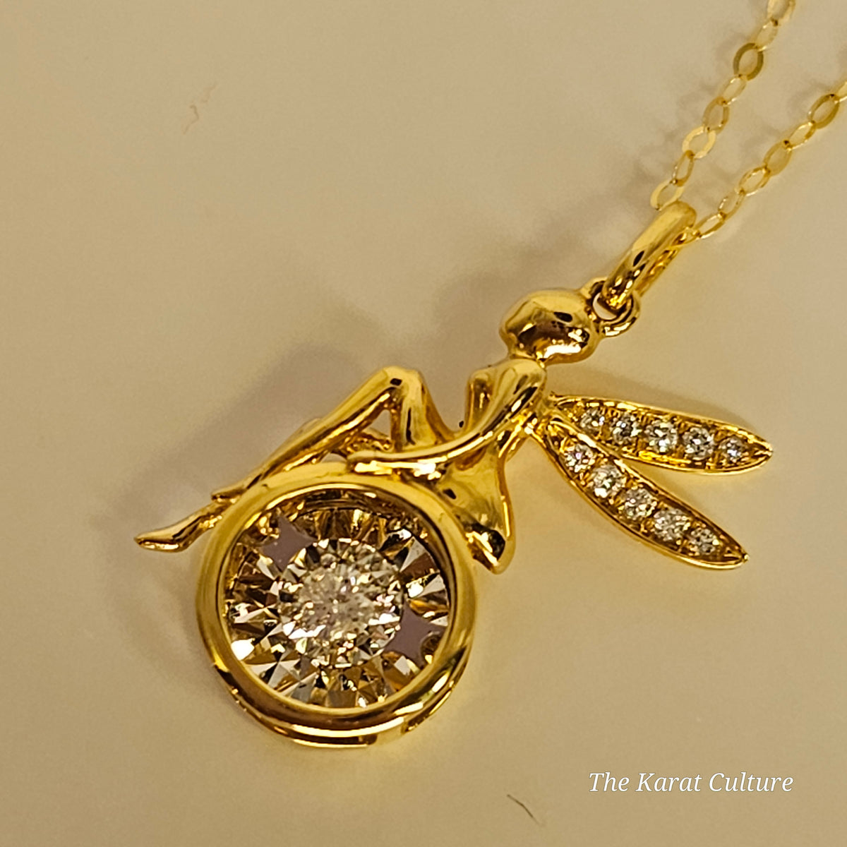 18K Solid Gold Fairy Natural Diamond Necklace