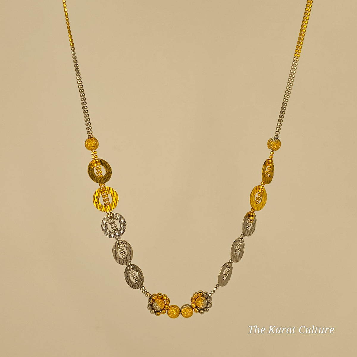 22K Solid Gold Two-tone Necklace