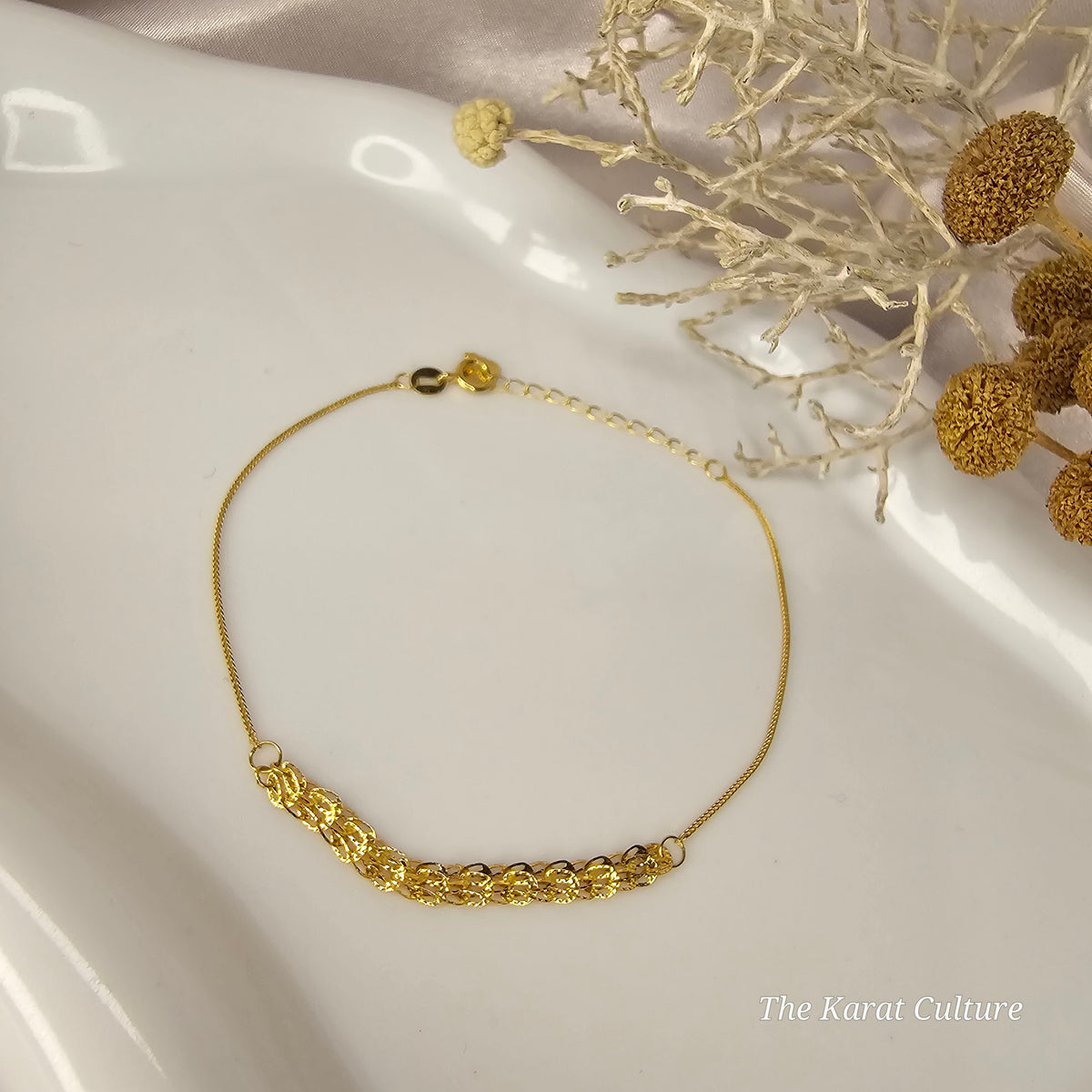 18K Solid Gold Delicate Soft Bracelet