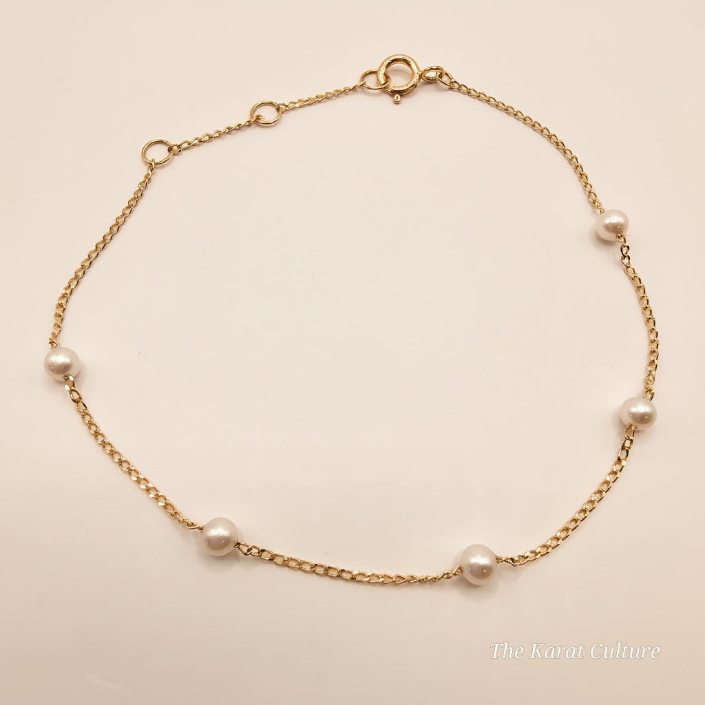 14K Solid Gold Bracelet with Pearls