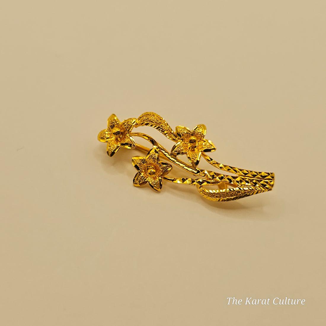 24K Solid Gold Flower Bouquet Brooch