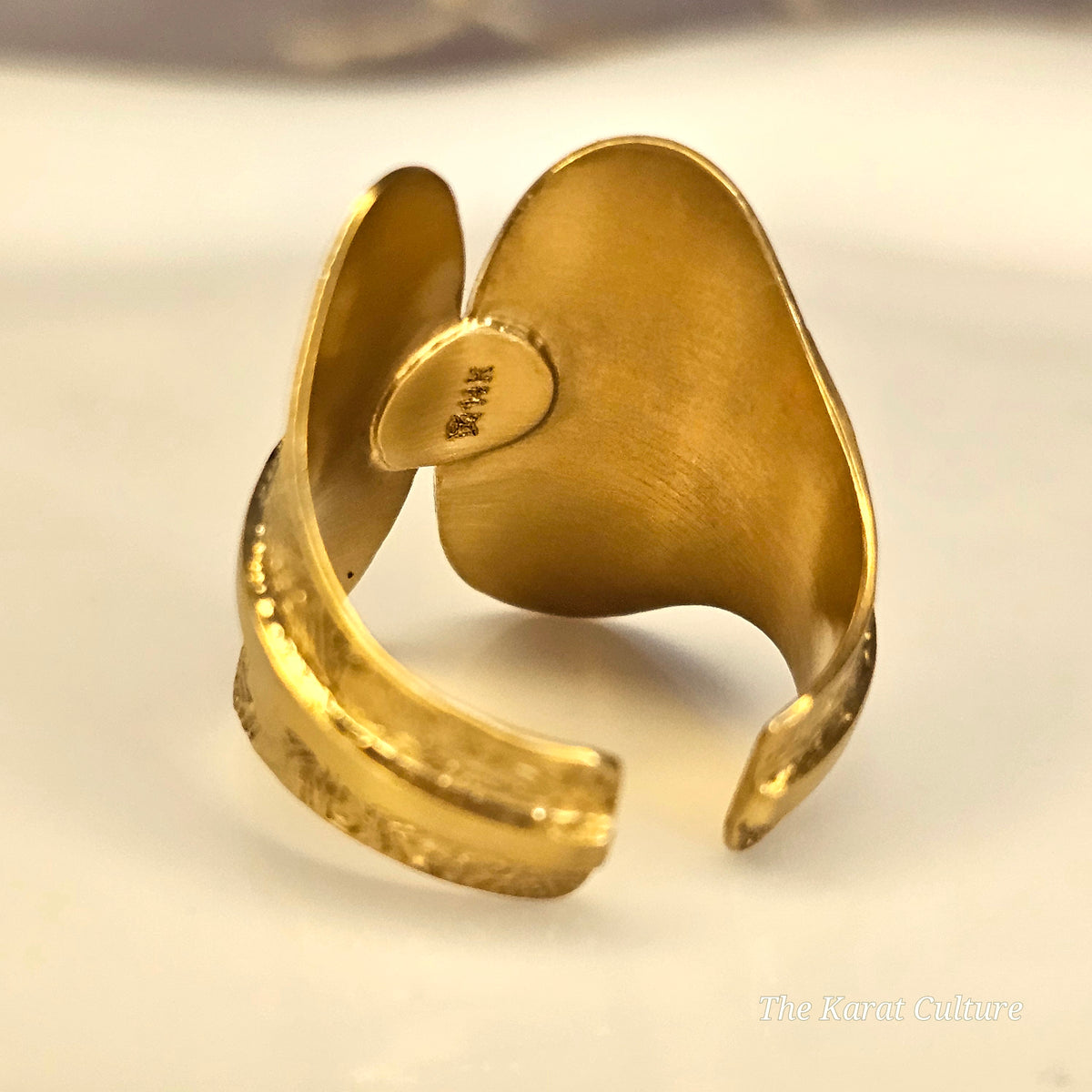 14K Solid Gold Kurtulan Byzantine Cuff Ring with Diamonds