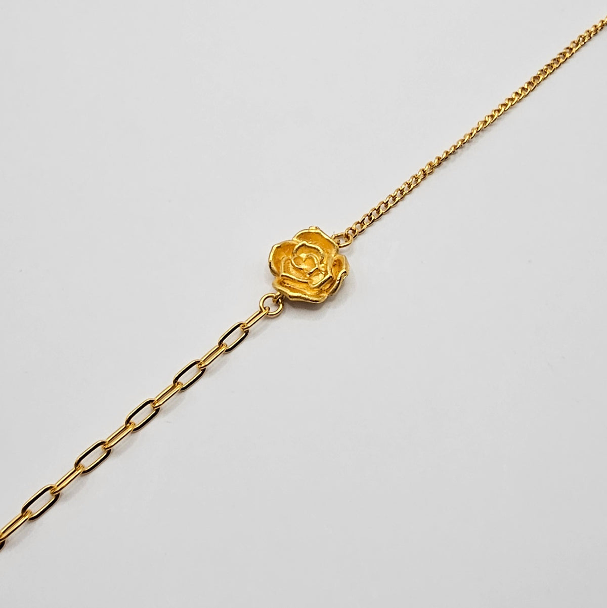 24K Solid Gold Single Rose Bracelet
