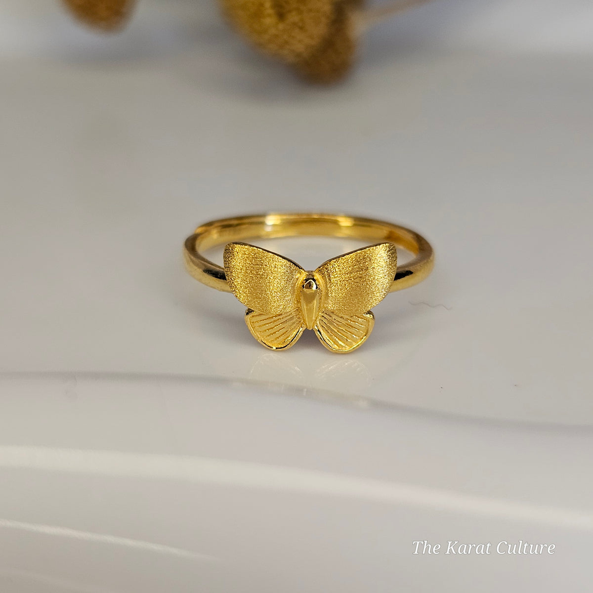 24K Solid Gold Butterfly Ring