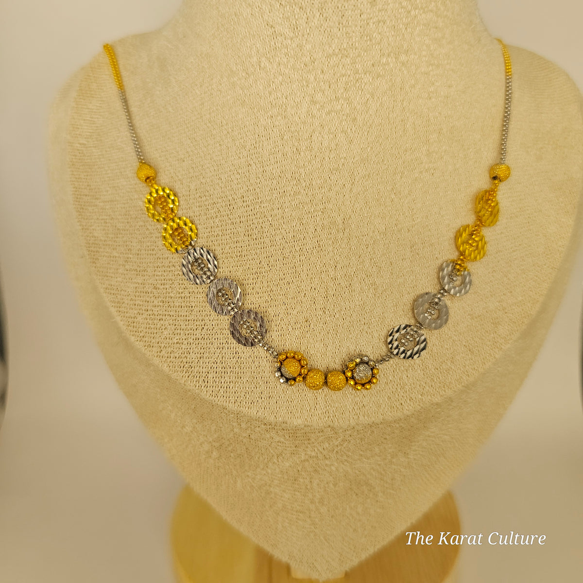 22K Solid Gold Two-tone Necklace