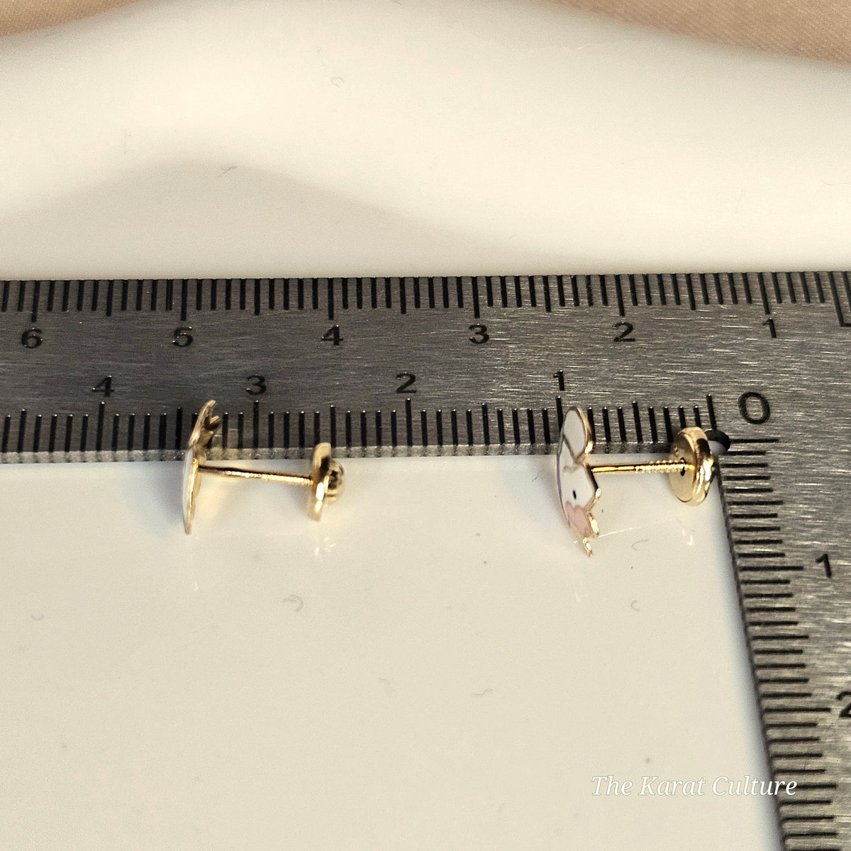 14K Solid Gold Unicorn Enamel Ear Studs