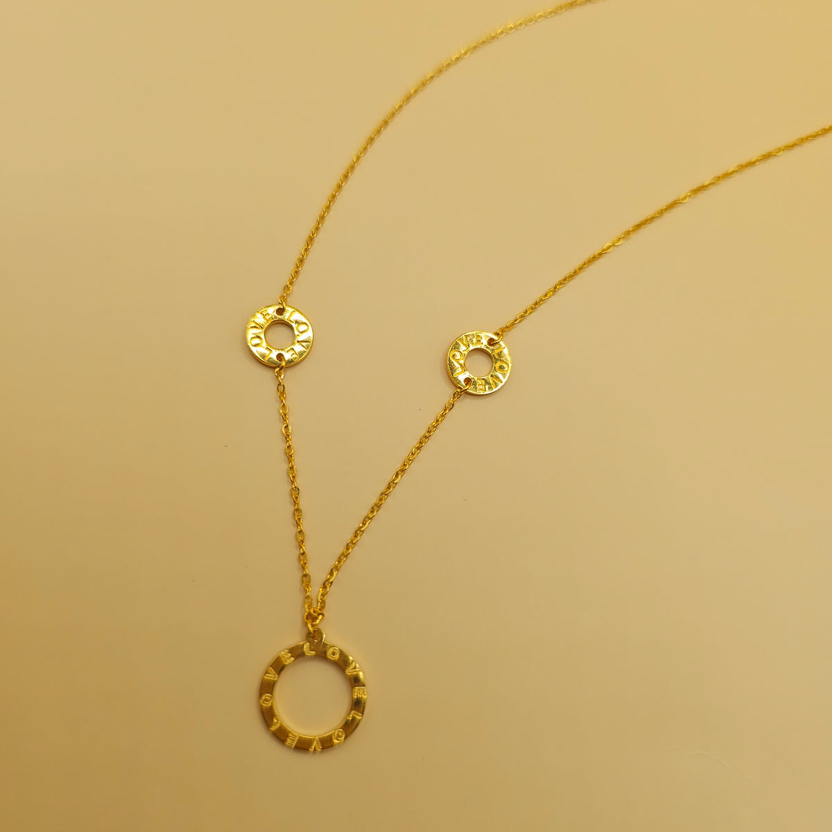 24K Solid Gold Love Circle Necklace