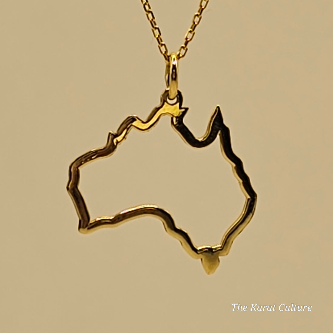 14K Solid Gold Australian Map Necklace