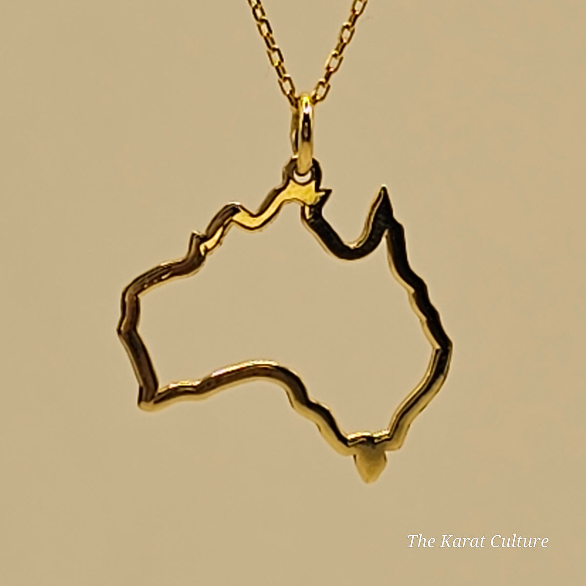 14K Solid Gold Australian Map Necklace