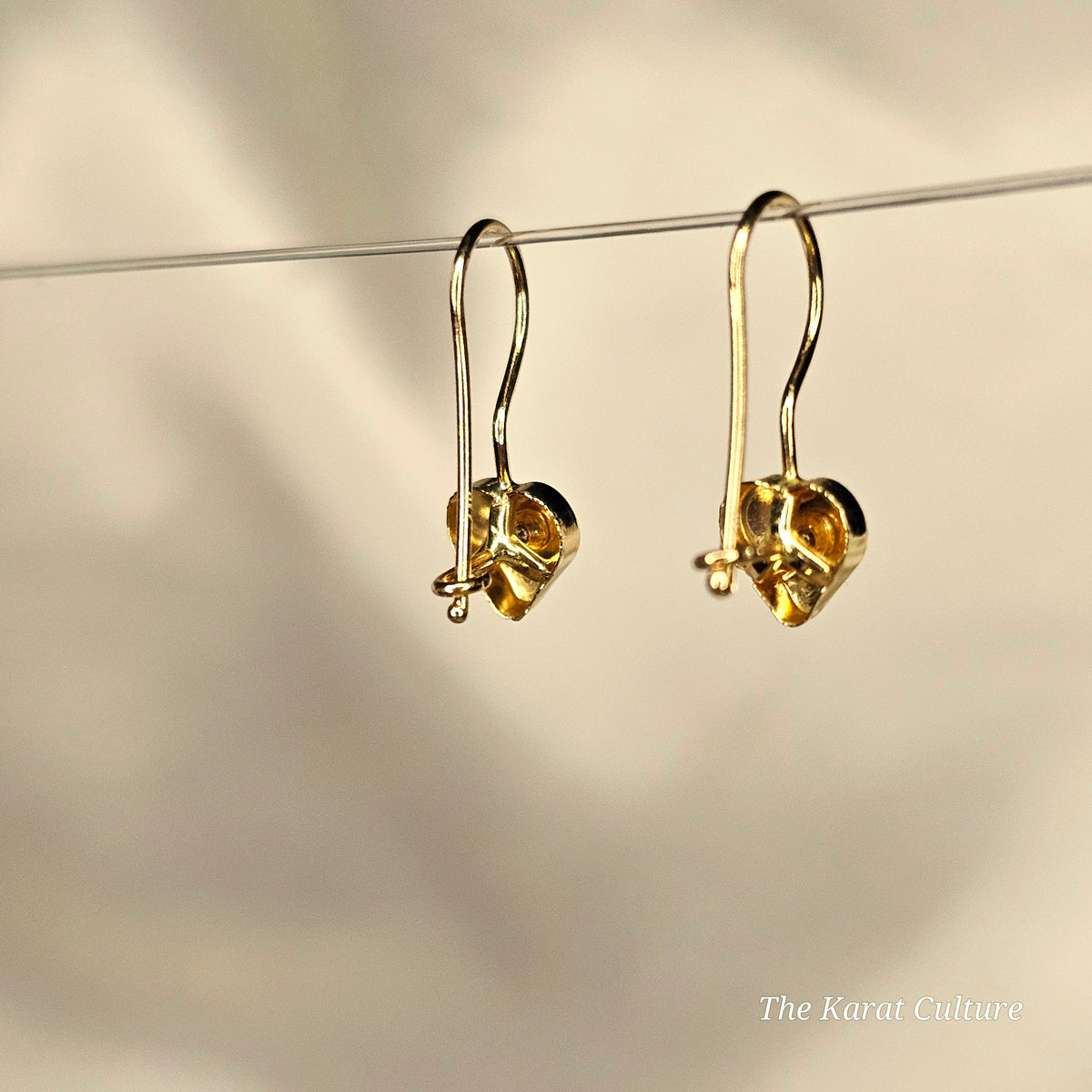 14K Solid Gold Love Heart Hoop Earrings with Cubic Zirconia