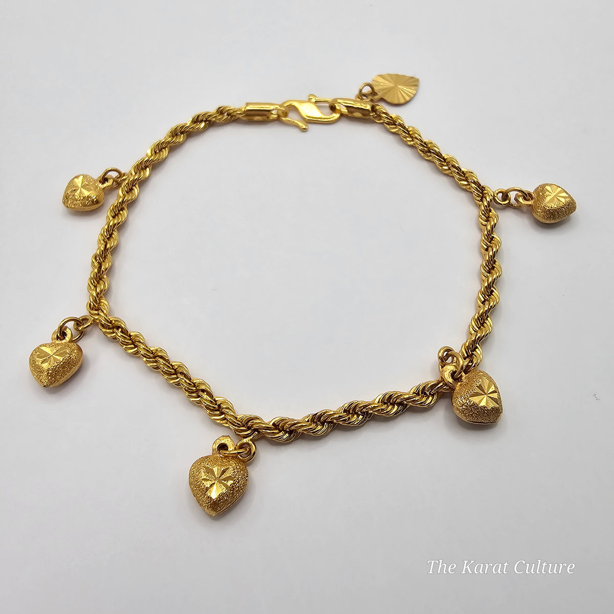22K Solid Gold Heart Candy Bracelet