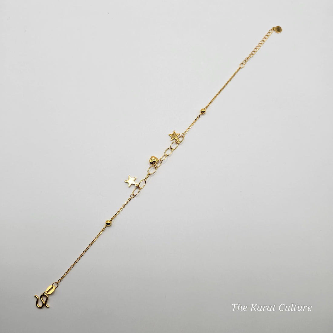 24K Solid Gold Star Charm Bracelet