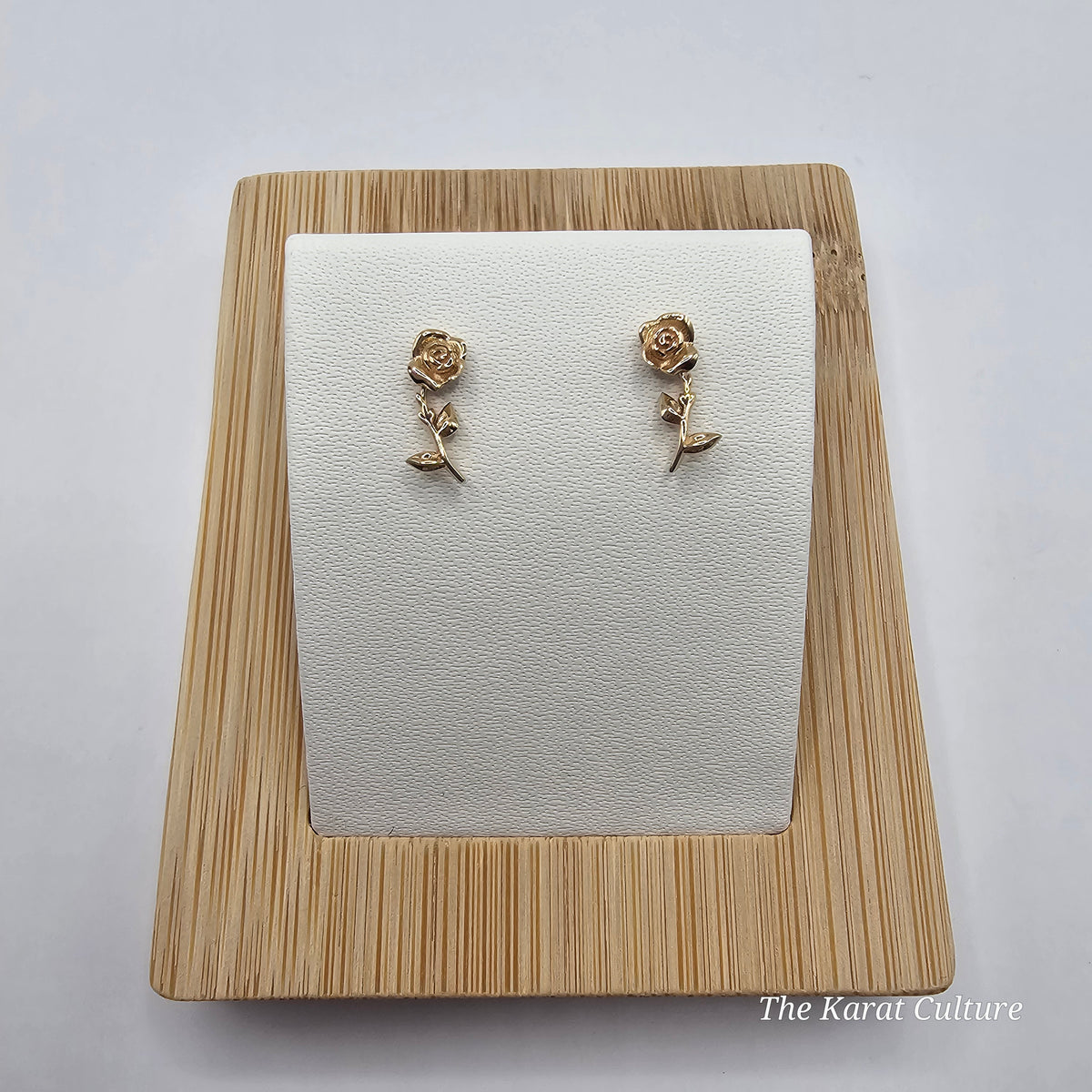 14K Solid Gold Rose Forever Ear Studs