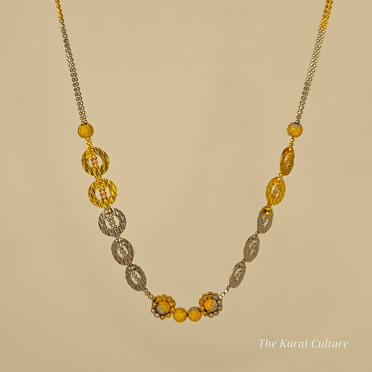 22K Solid Gold Two-tone Necklace