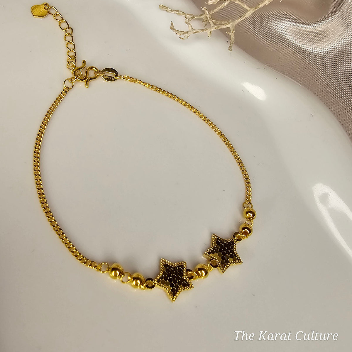 24K Solid Gold Star Bracelet