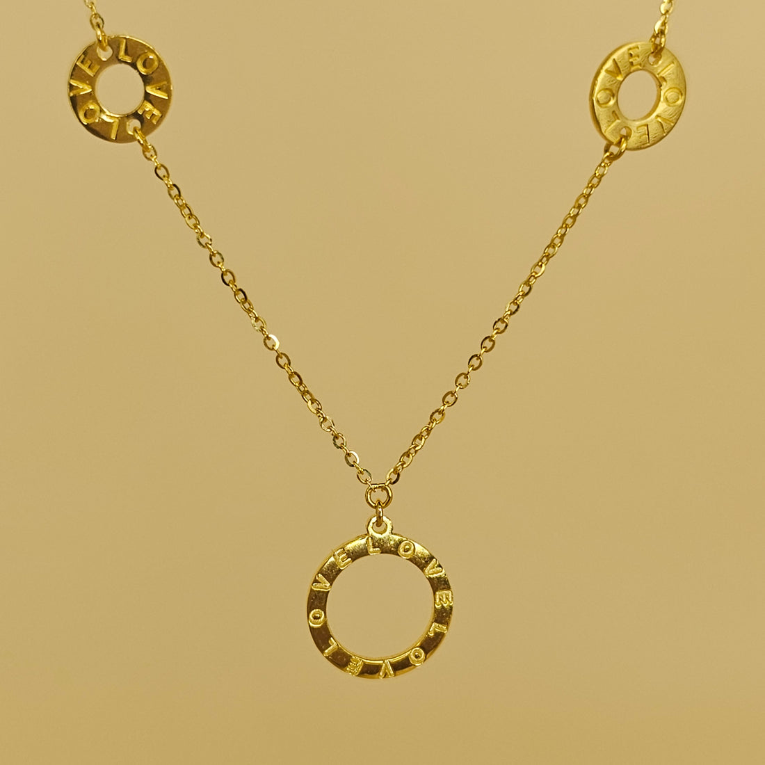 24K Solid Gold Love Circle Necklace