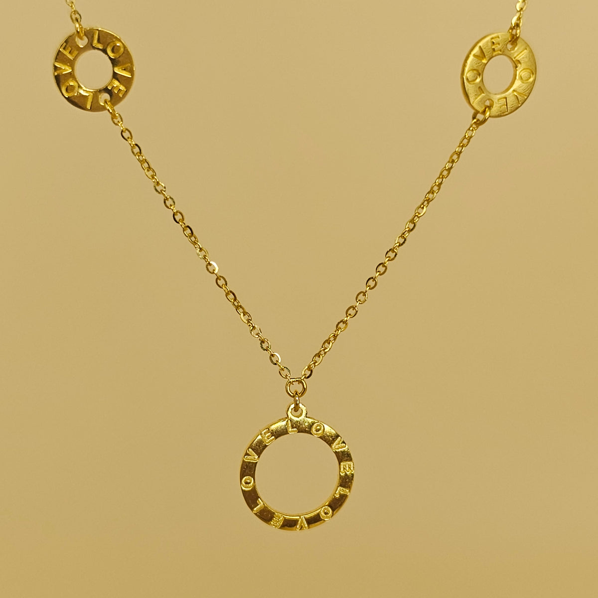 24K Solid Gold Love Circle Necklace