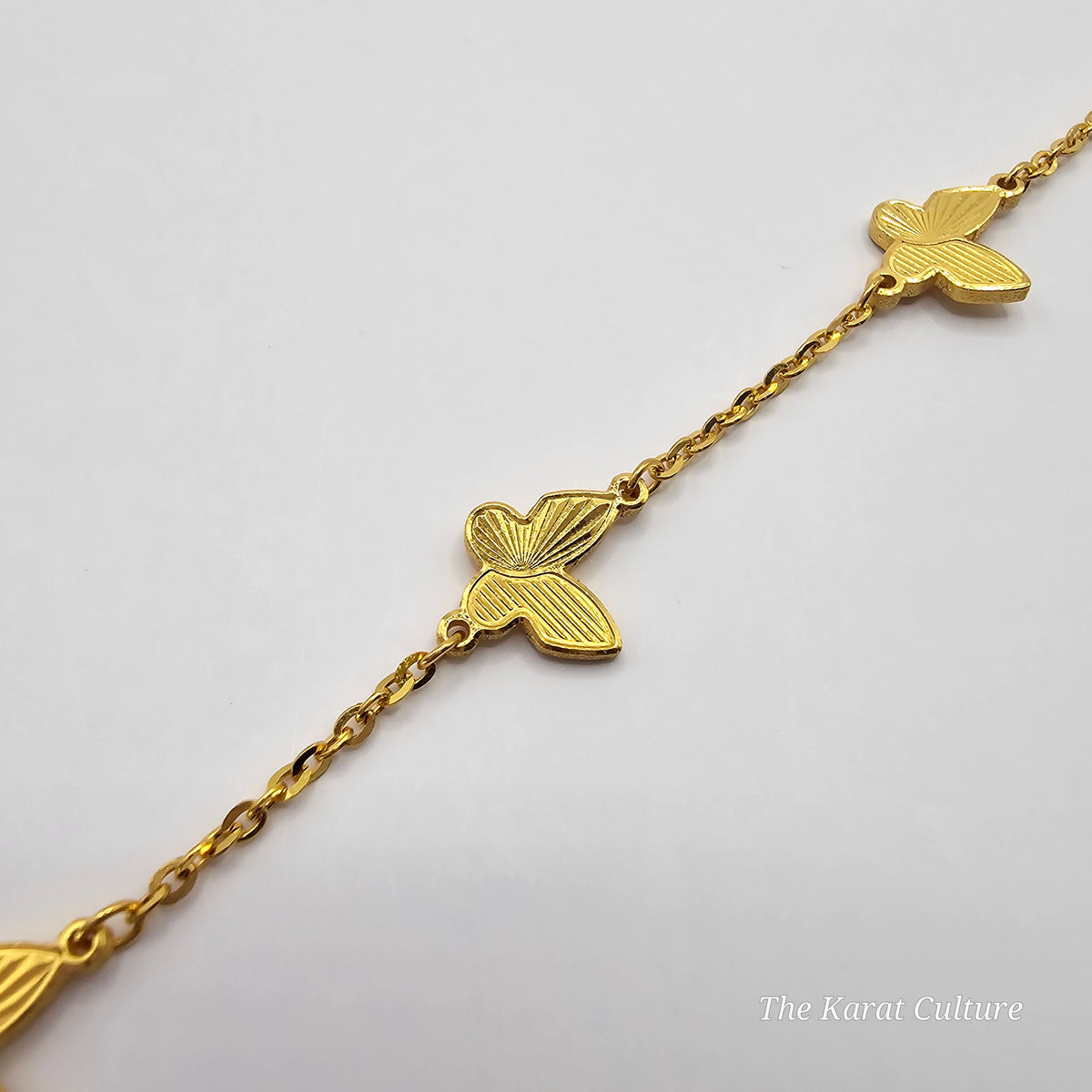 24K Solid Gold 5 Butterflies Bracelet