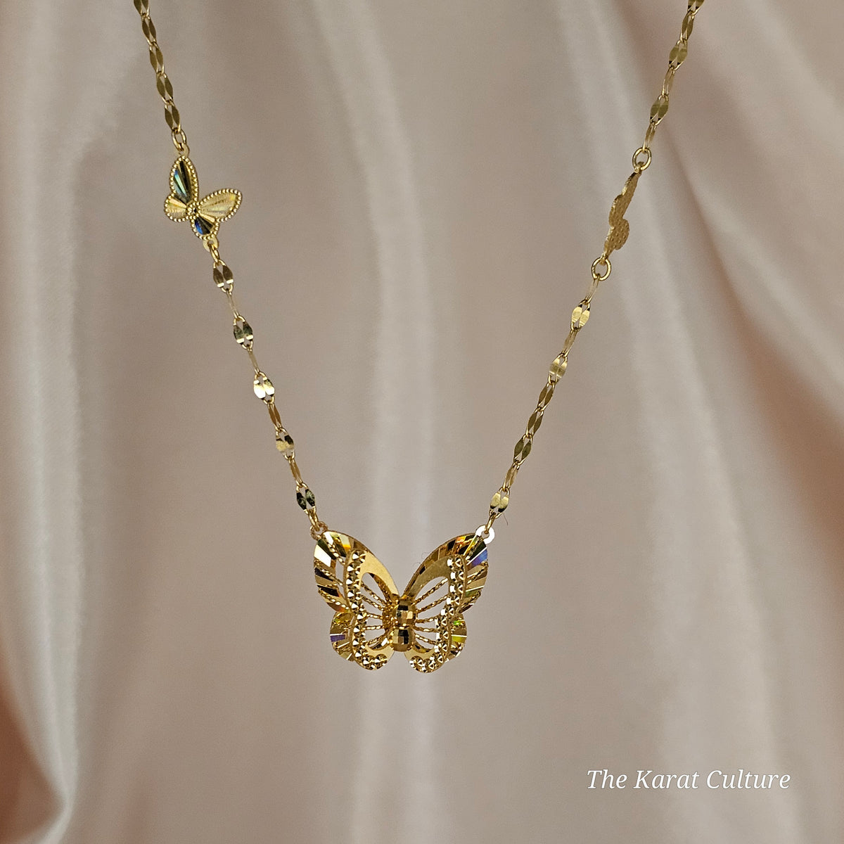 21K Solid Gold Butterfly Necklace