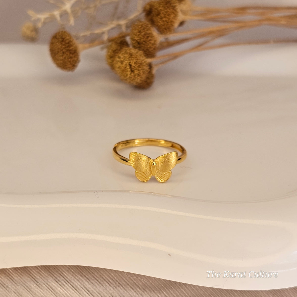 24K Solid Gold Butterfly Ring