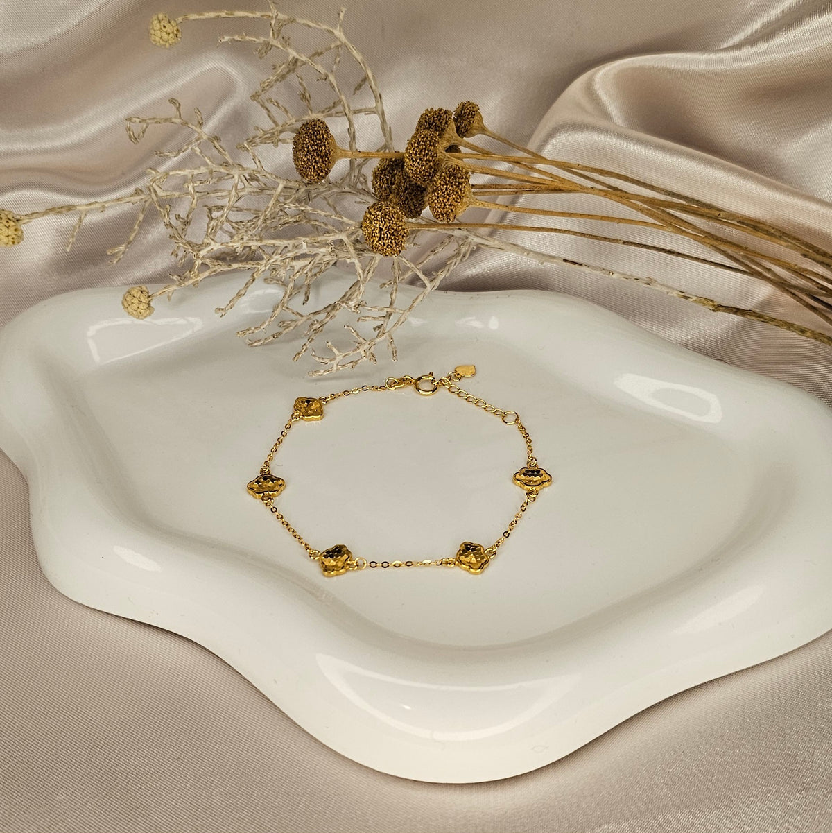 18K Solid Gold Cloud Bracelet