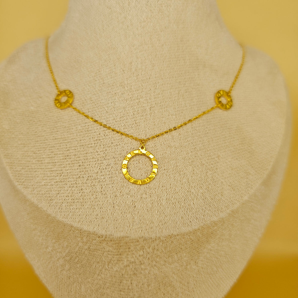 24K Solid Gold Love Circle Necklace