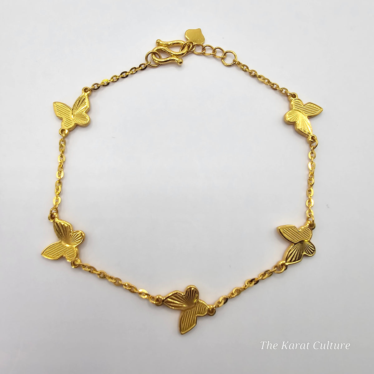 24K Solid Gold 5 Butterflies Bracelet