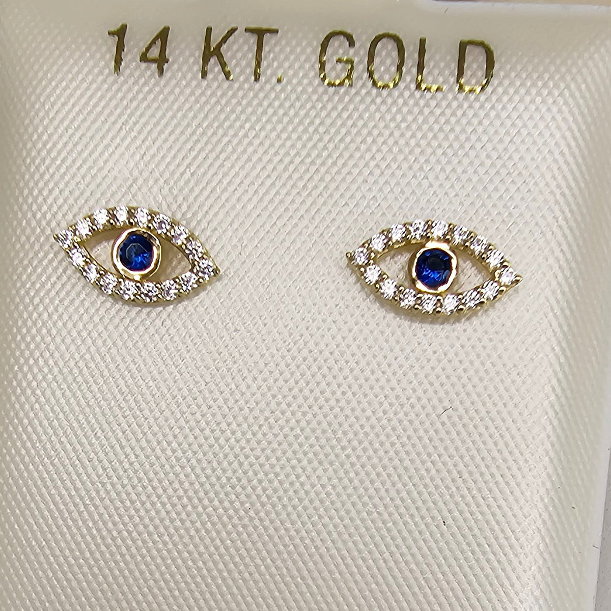 14K Solid Gold Evil Eye Ear Studs