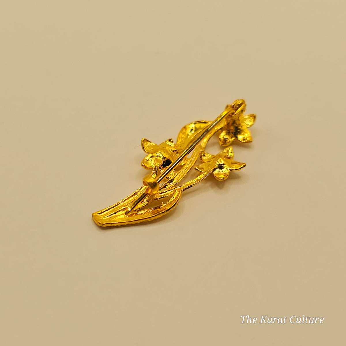 24K Solid Gold Flower Bouquet Brooch