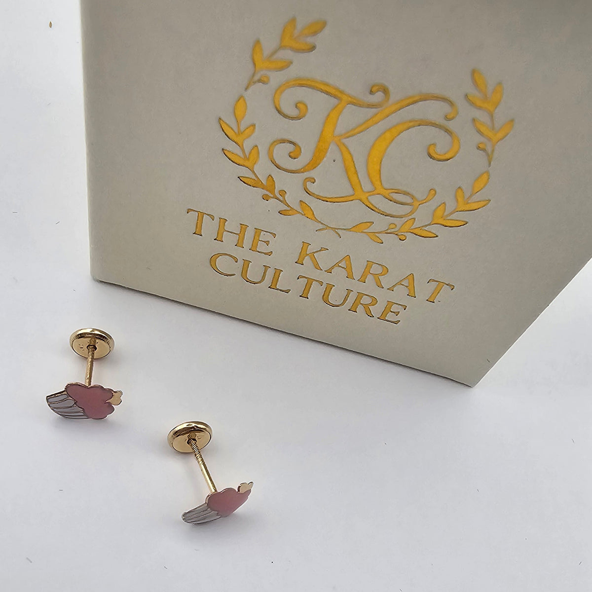 14K Solid Gold Cupcake Enamel Ear Studs