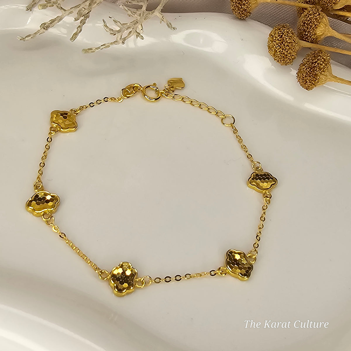 18K Solid Gold Cloud Bracelet