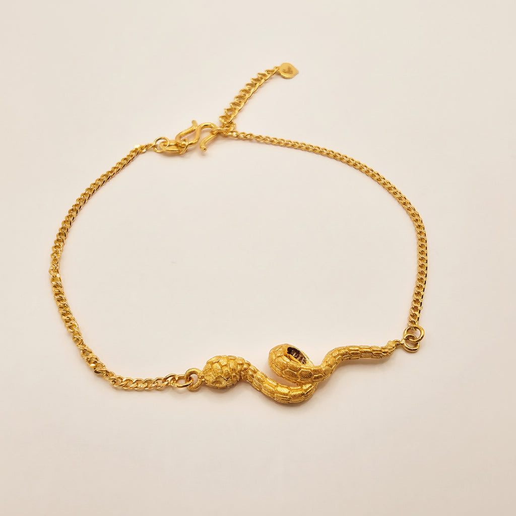 24K Solid Gold Snake Bracelet