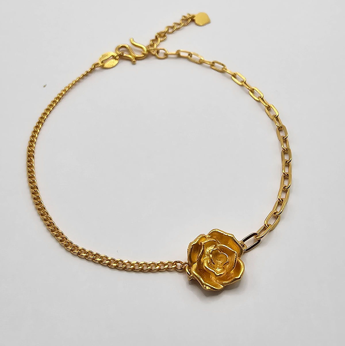 24K Solid Gold Single Rose Bracelet