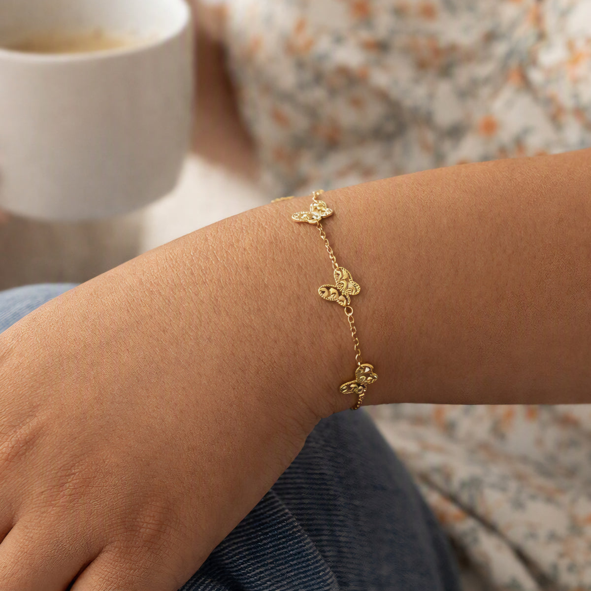 24K Solid Gold Butterfly Bracelet